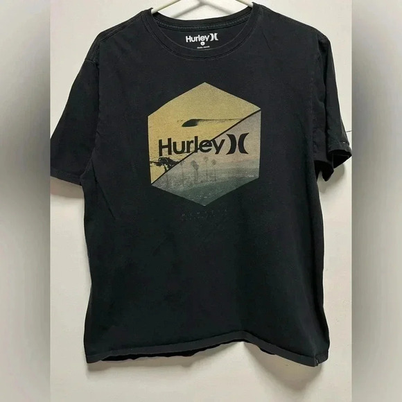 Hurley Logo Graphic Print Black T-shirt Preshrunk  Large - Picture 1 of 2